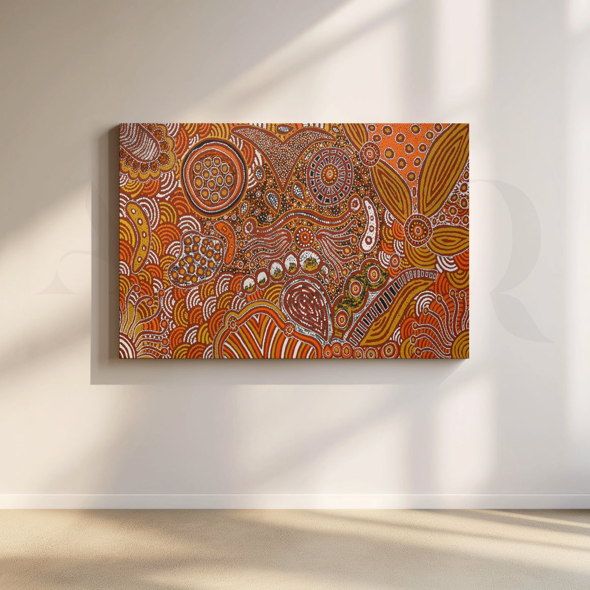Terracotta Tribal Abstract Canvas Artwork – Asha Art Studio