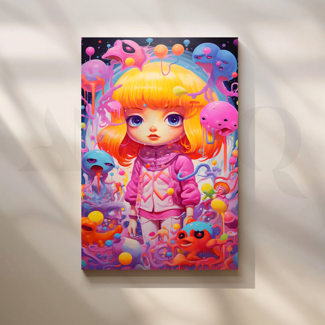 Kawaii Slime Galaxy Girl Canvas Painting for Kids Room/Bedroom – Asha Art Studio