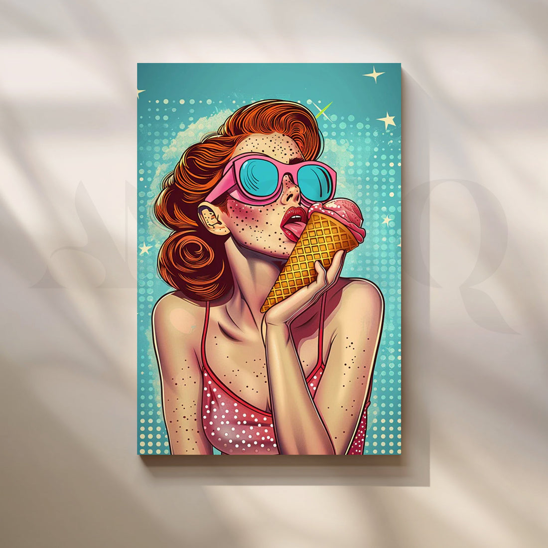 Retro Ice-Cream Pop Diva Canvas Painting for Living Room – Asha Art Studio