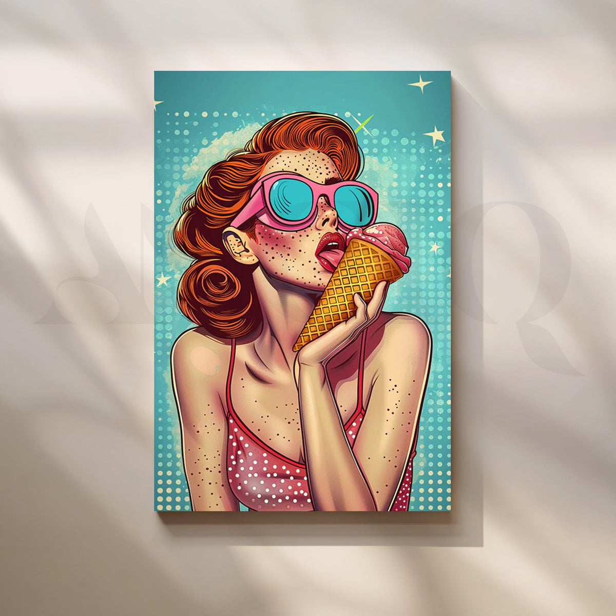 Retro Ice-Cream Pop Diva Canvas Painting for Living Room – Asha Art Studio