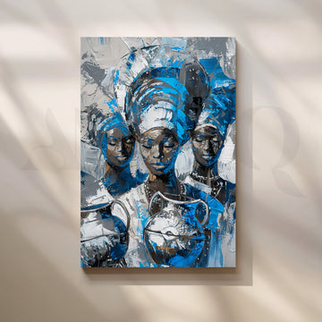 Blue Matriarchs Canvas Painting for Dining Room – Asha Art Studio