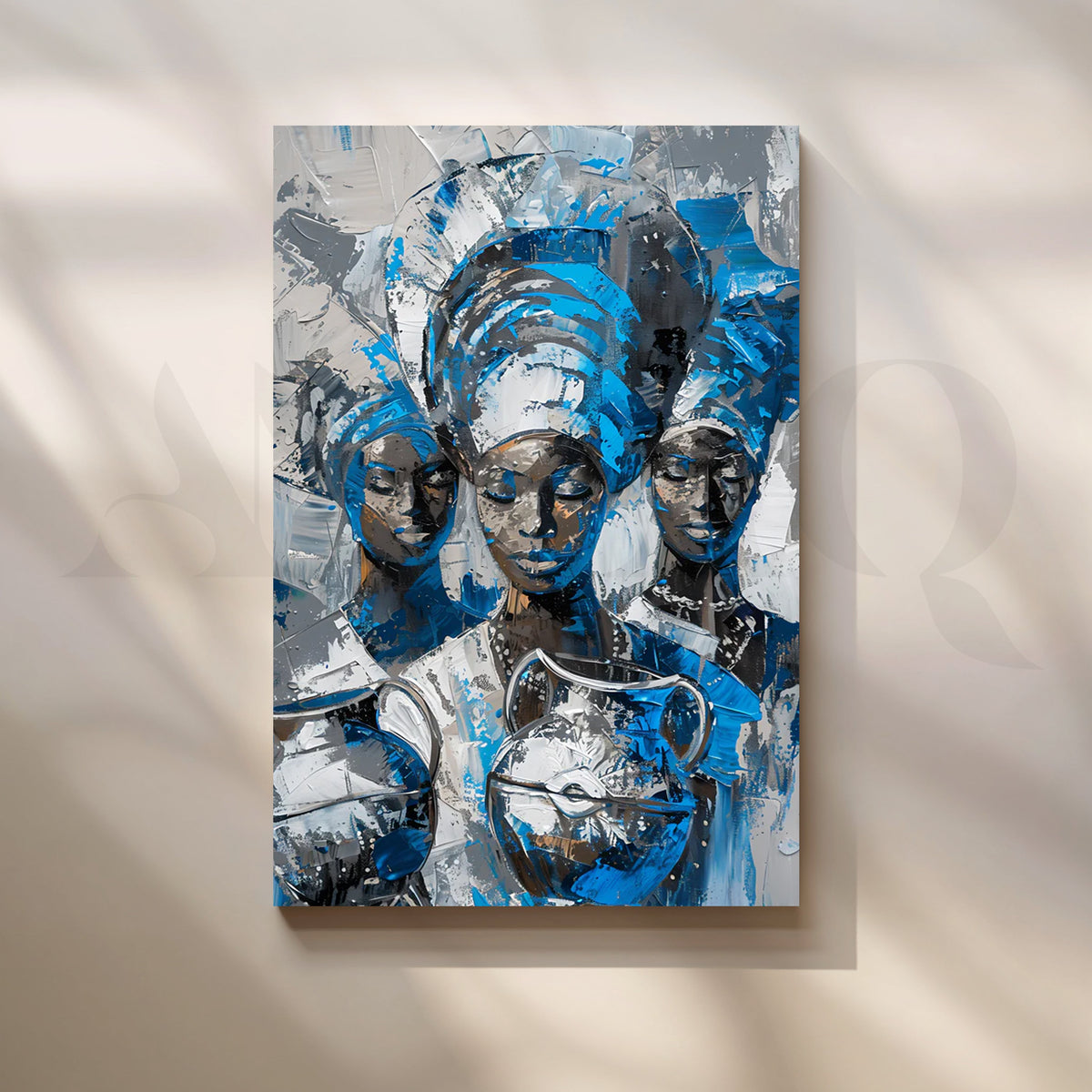Blue Matriarchs Canvas Painting for Dining Room – Asha Art Studio