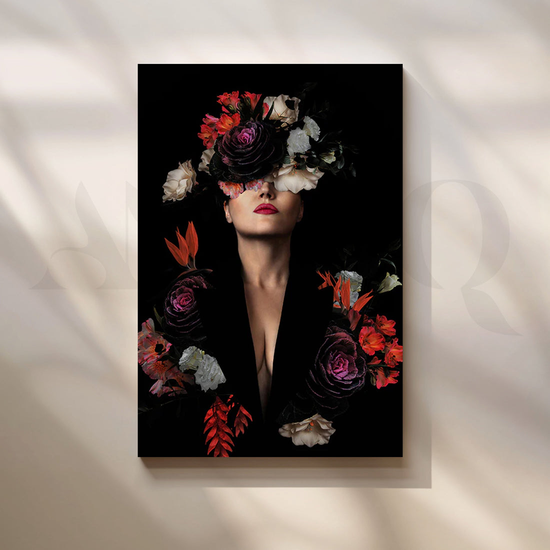 Midnight Bloom Floral Canvas Artwork – Asha Art Studio