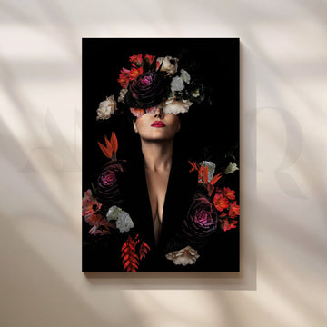 Midnight Bloom Floral Canvas Artwork – Asha Art Studio