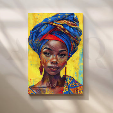Azure Saffron Queen Canvas Painting for Home Office – Asha Art Studio