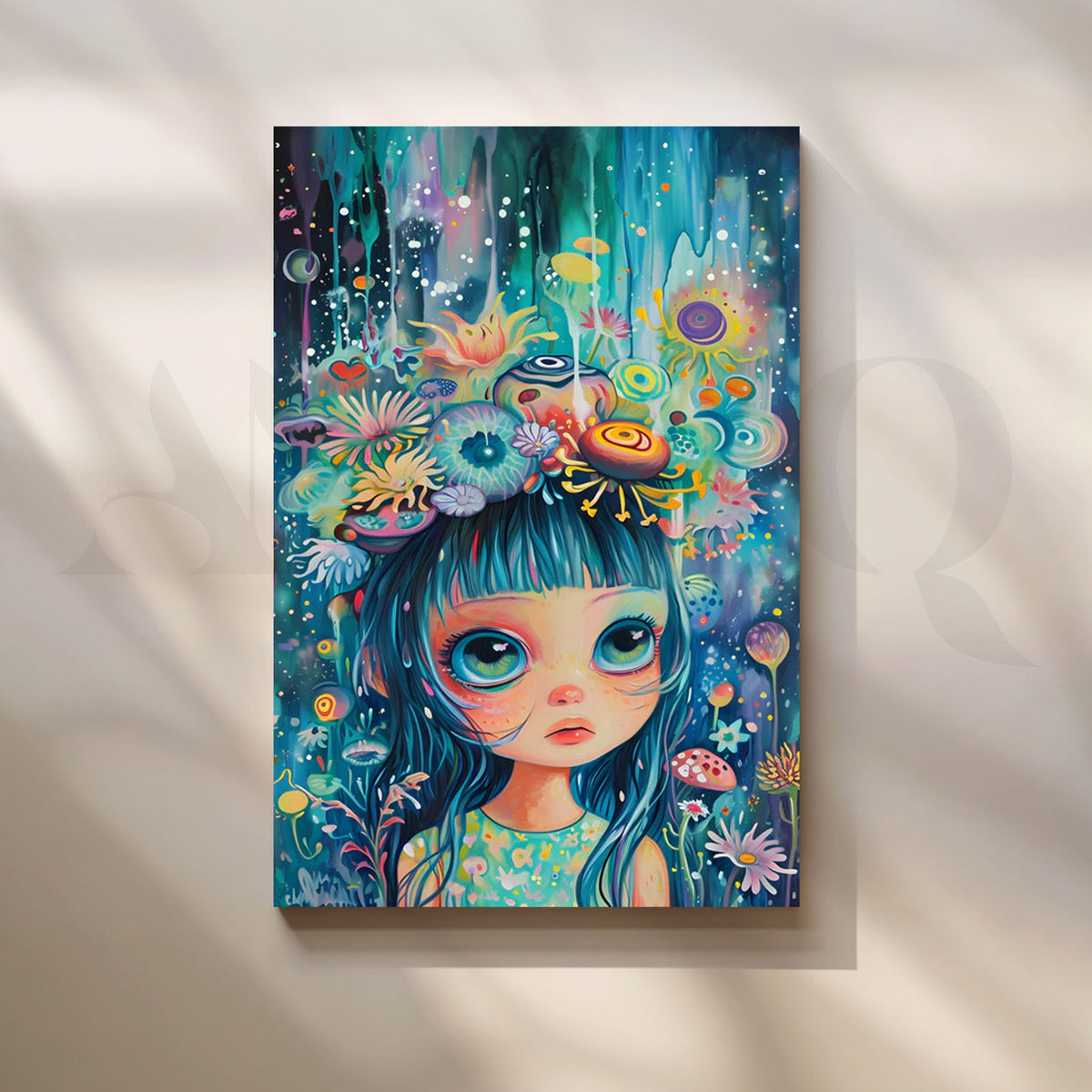 Cosmic Bloom Girl Canvas Pop Artwork – Asha Art Studio