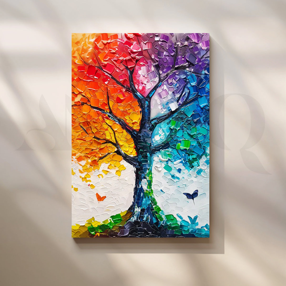 Spectrum Mosaic Tree Canvas Painting for Living Room – Asha Art Studio