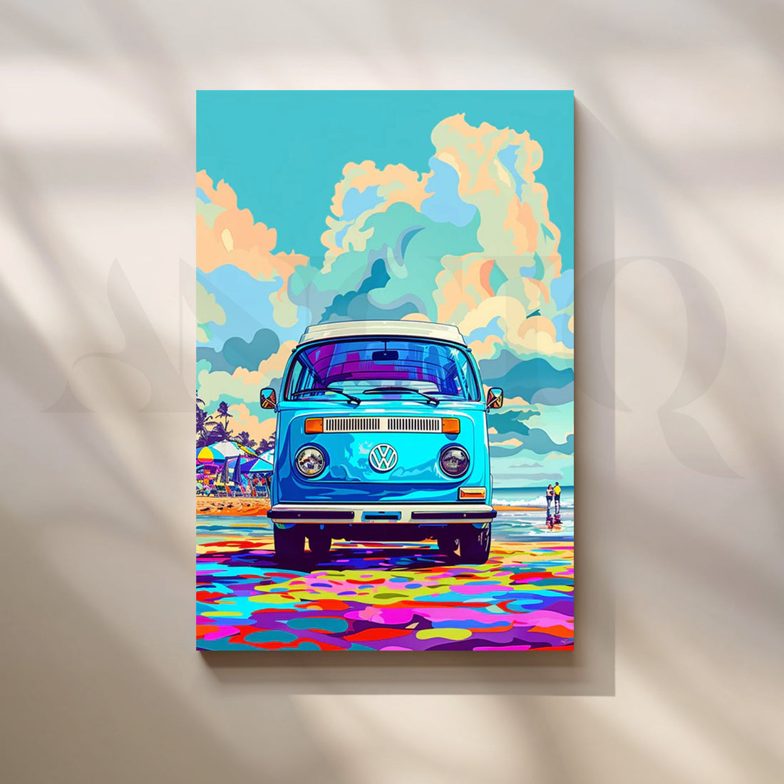 Surf Van Pop Vibes Canvas Painting for Living Room – Asha Art Studio