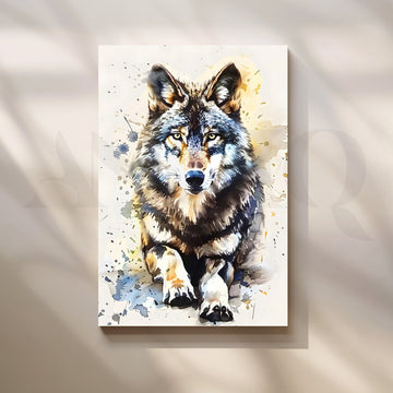 Lone Wolf Watercolor Canvas Painting for Office – Asha Art Studio