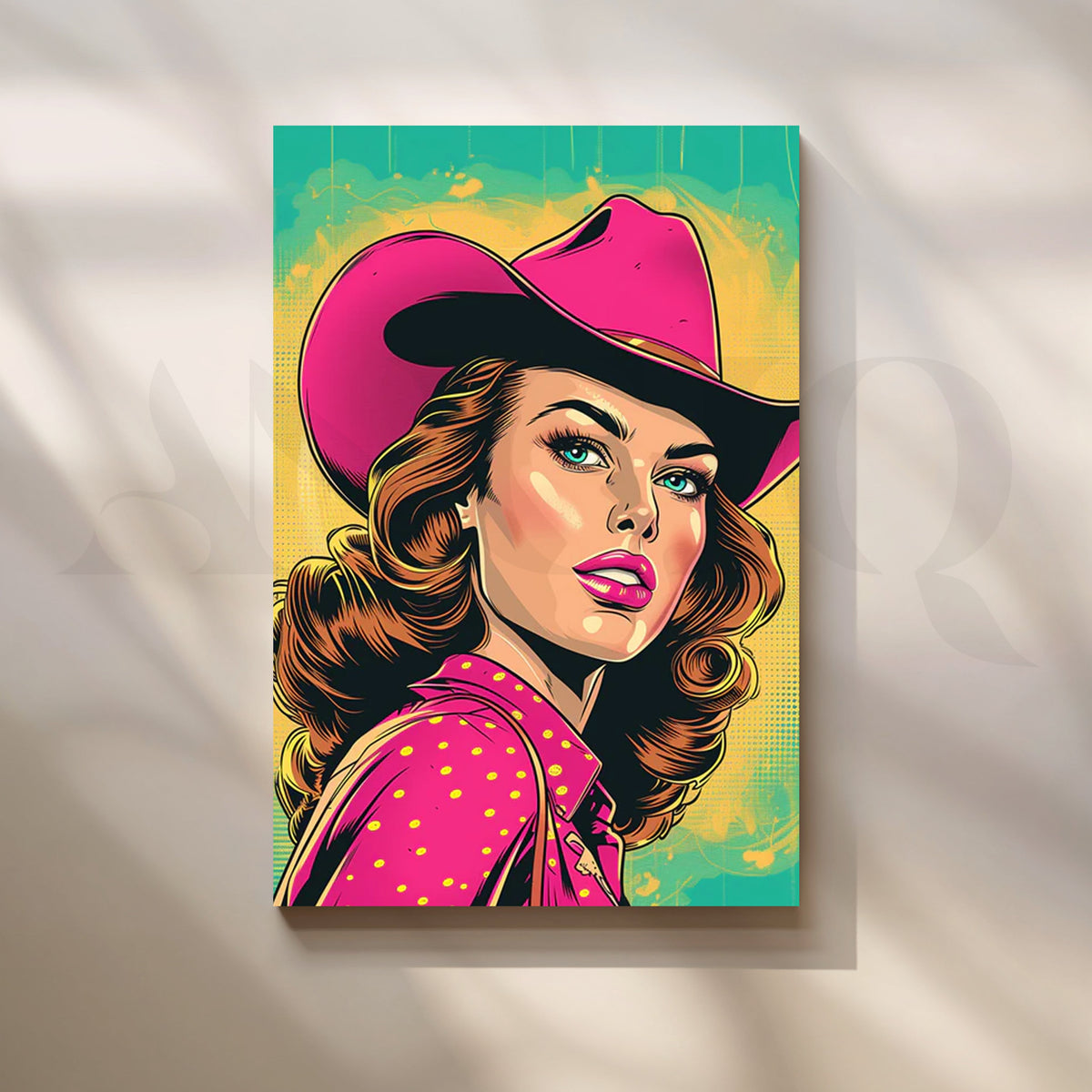 Hot Pink Cowgirl Pop Canvas Painting for Living Room – Asha Art Studio