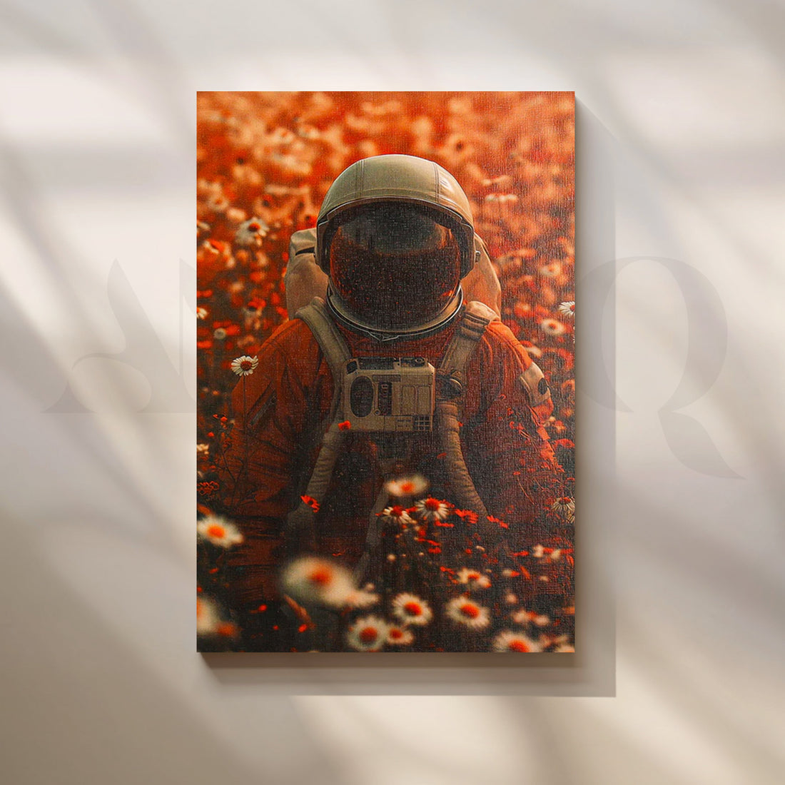 Astronaut in Wildflowers Canvas Painting for Gaming Room – Asha Art Studio
