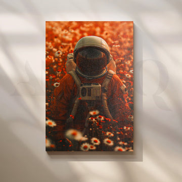 Astronaut in Wildflowers Canvas Painting for Gaming Room – Asha Art Studio