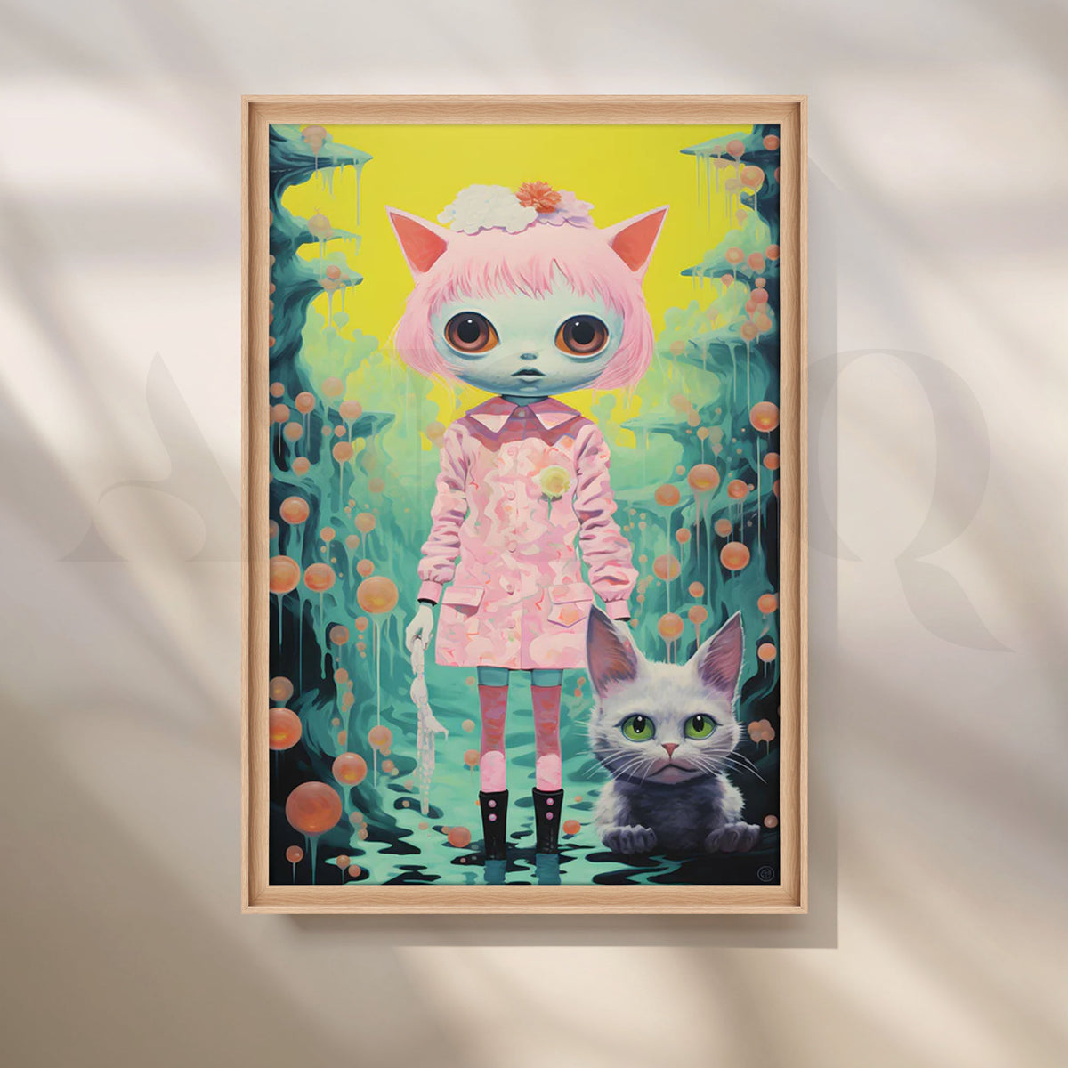 Neon Neko Dream Canvas Painting for Bedroom/Creative Studio – Asha Art Studio – Image 5