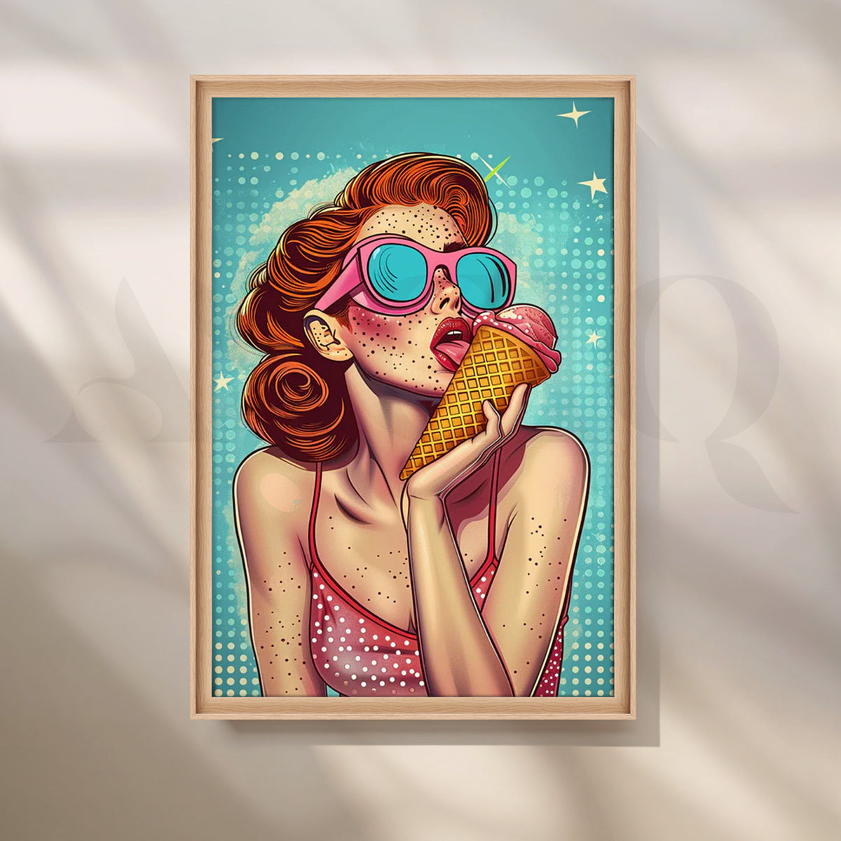 Retro Ice-Cream Pop Diva Canvas Painting for Living Room – Asha Art Studio – Image 5
