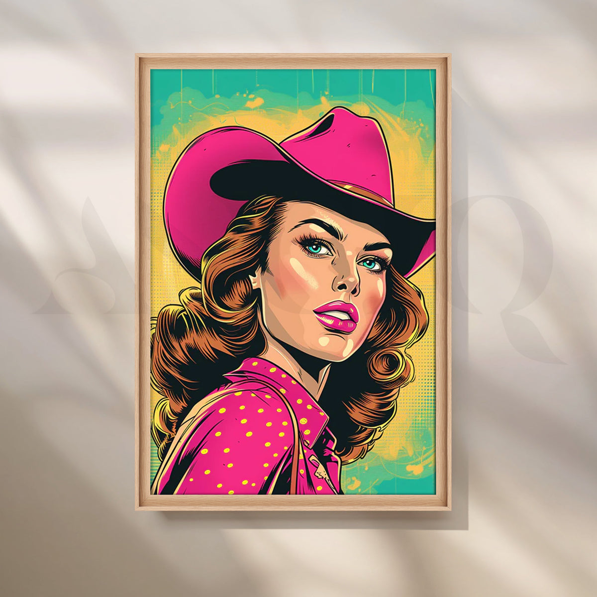 Hot Pink Cowgirl Pop Canvas Painting for Living Room – Asha Art Studio – Image 5