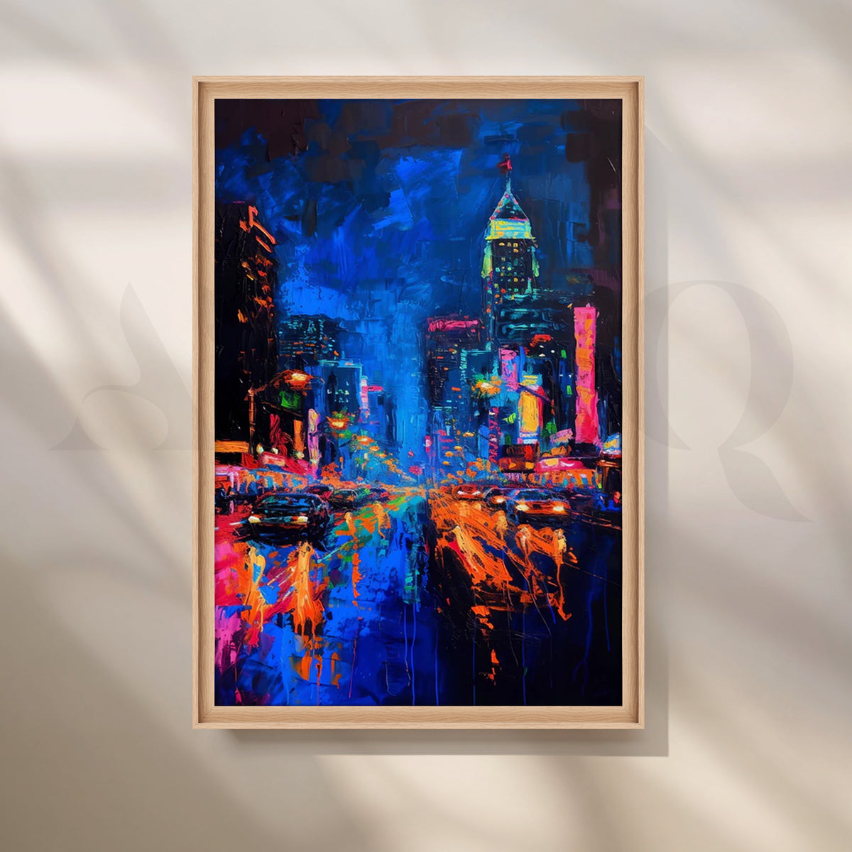Neon City Rain Canvas Painting for Living Room – Asha Art Studio – Image 5