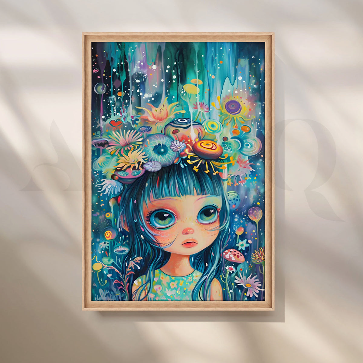 Cosmic Bloom Girl Canvas Pop Artwork – Asha Art Studio – Image 5