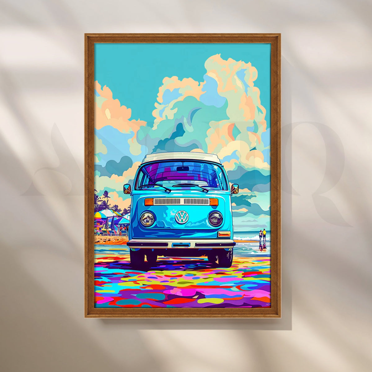 Surf Van Pop Vibes Canvas Painting for Living Room – Asha Art Studio – Image 6