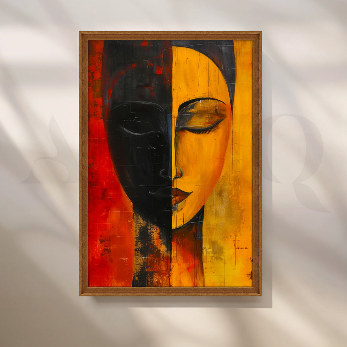 Duality in Gold & Ember Canvas Painting for Entryway – Asha Art Studio – Image 6
