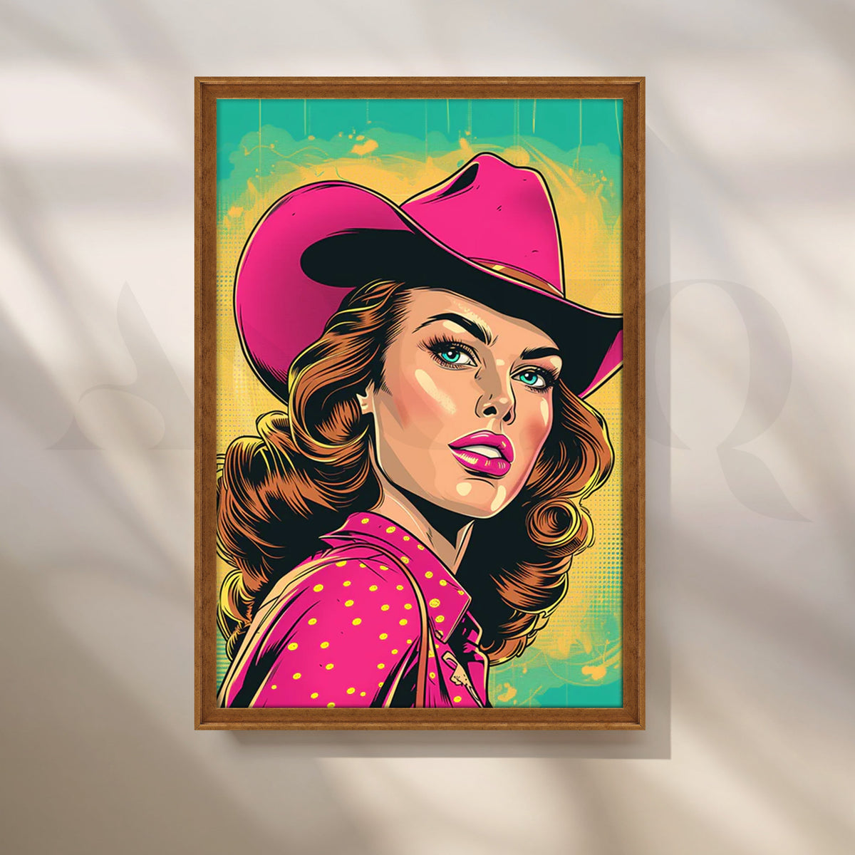 Hot Pink Cowgirl Pop Canvas Painting for Living Room – Asha Art Studio – Image 6