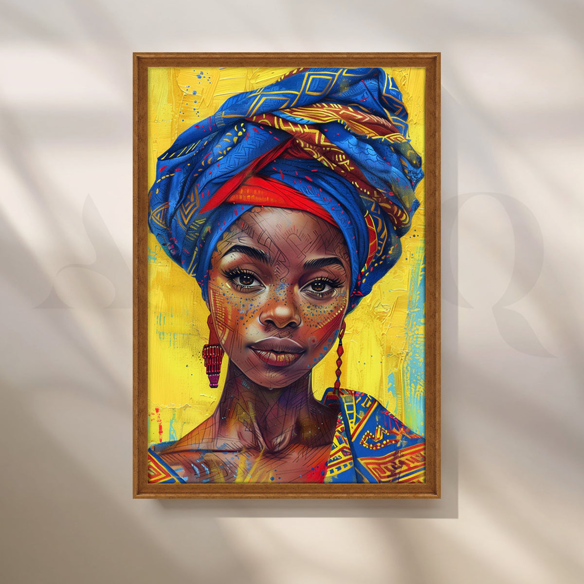 Azure Saffron Queen Canvas Painting for Home Office – Asha Art Studio – Image 6