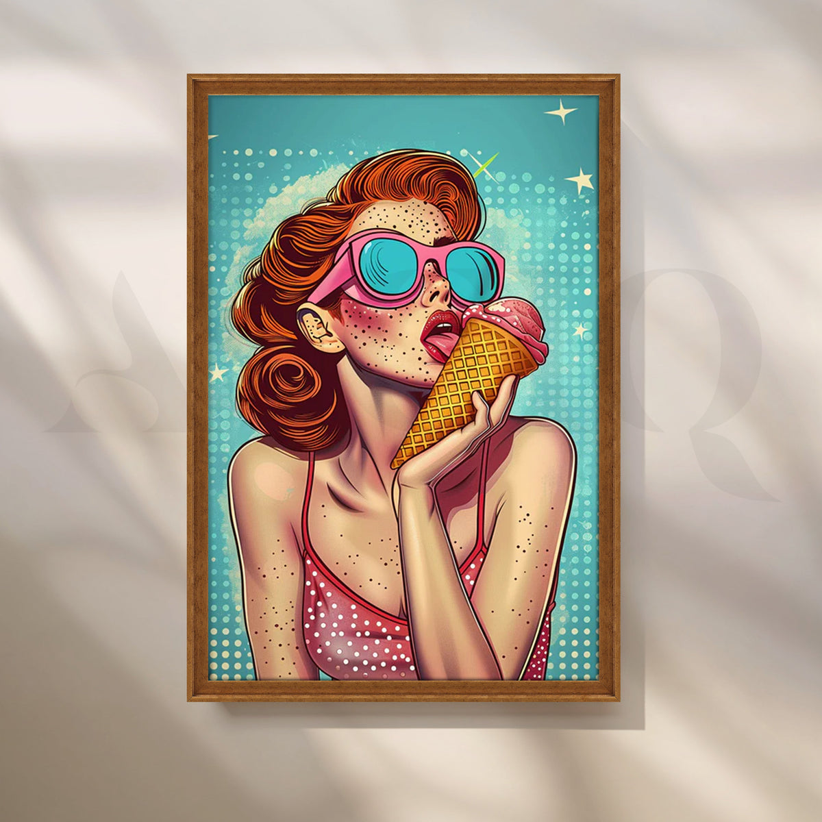 Retro Ice-Cream Pop Diva Canvas Painting for Living Room – Asha Art Studio – Image 6
