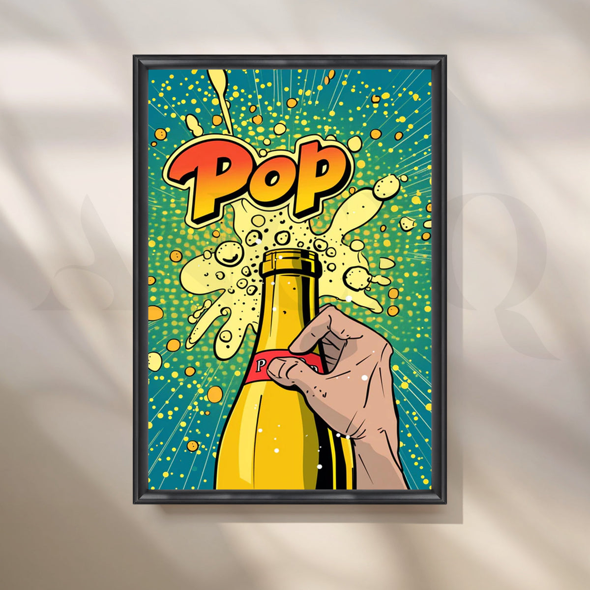 Champagne Pop Art Wall Poster – Asha Art Studio – Image 3
