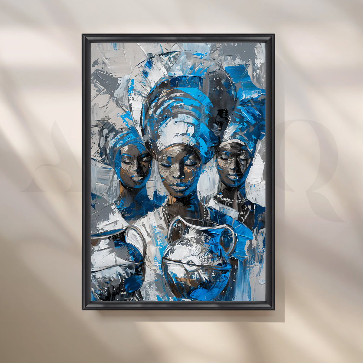 Blue Matriarchs Canvas Painting for Dining Room – Asha Art Studio – Image 3