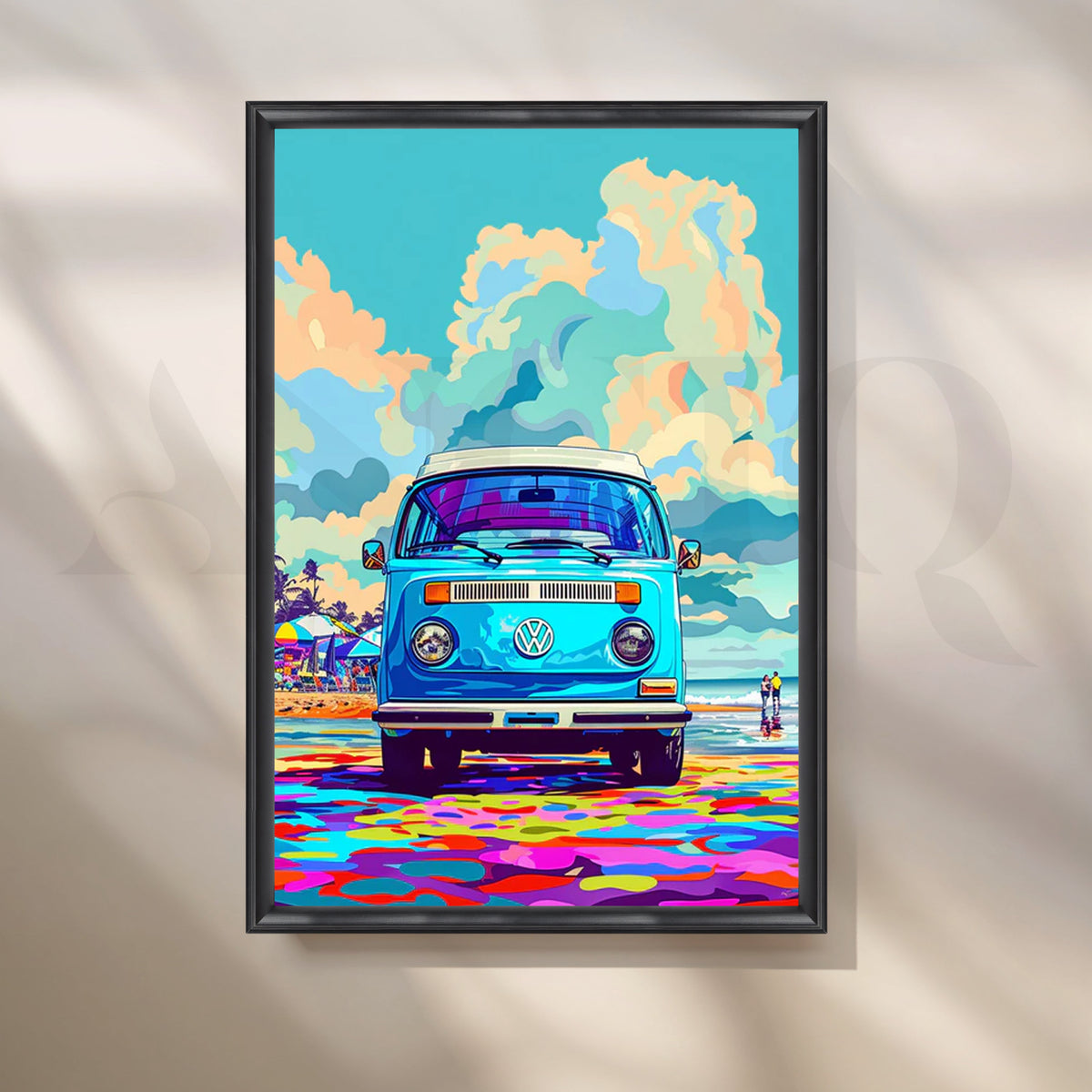 Surf Van Pop Vibes Canvas Painting for Living Room – Asha Art Studio – Image 3