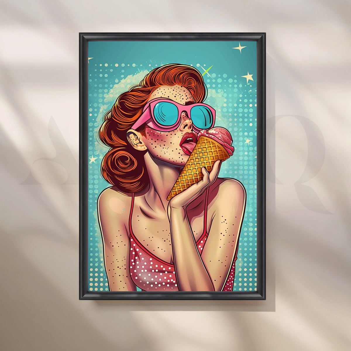 Retro Ice-Cream Pop Diva Canvas Painting for Living Room – Asha Art Studio – Image 3