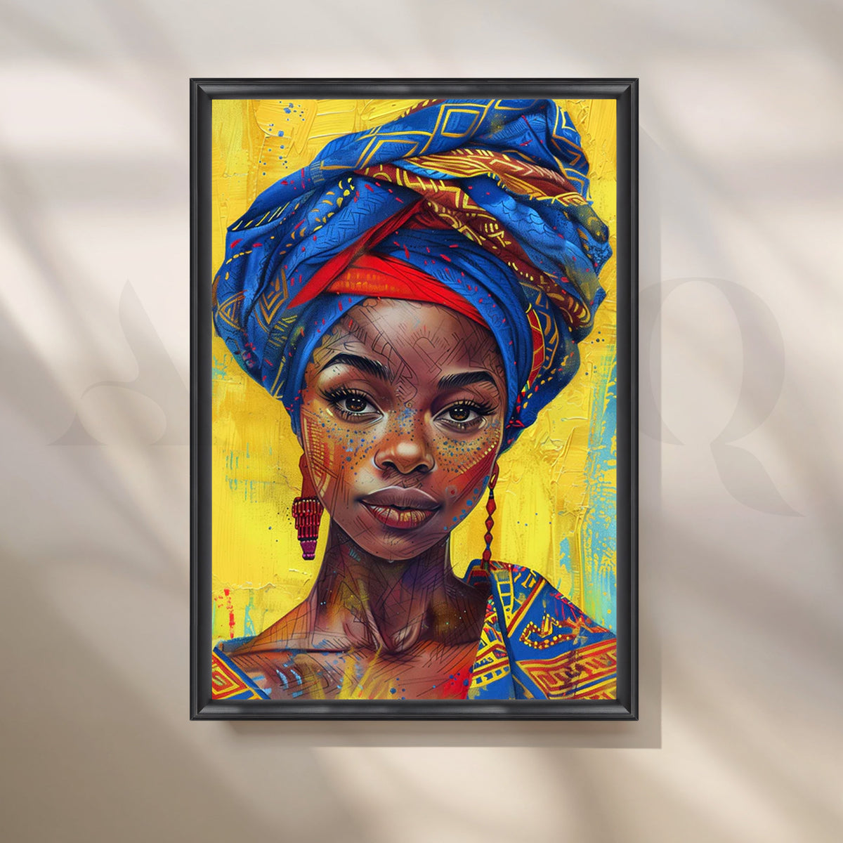 Azure Saffron Queen Canvas Painting for Home Office – Asha Art Studio – Image 3