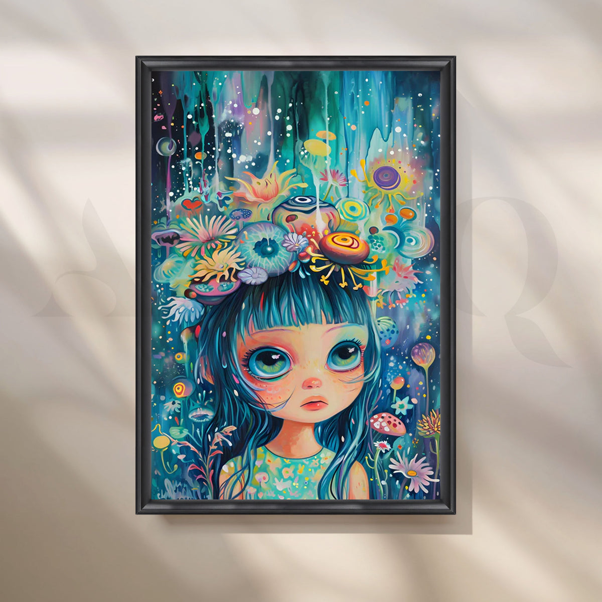 Cosmic Bloom Girl Canvas Pop Artwork – Asha Art Studio – Image 3