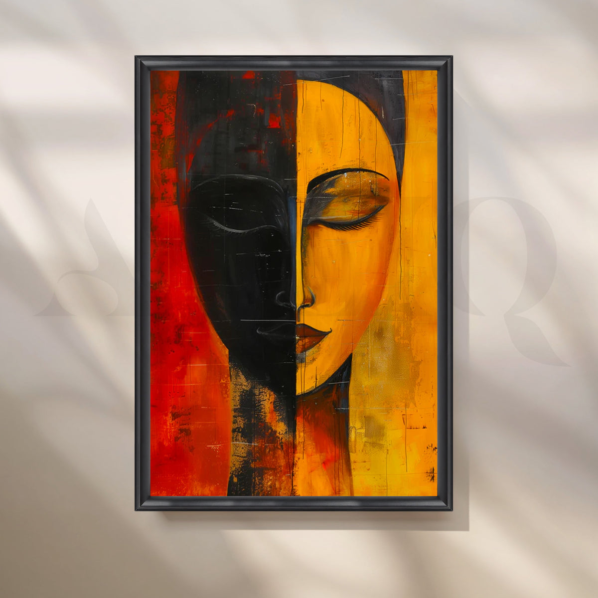 Duality in Gold & Ember Canvas Painting for Entryway – Asha Art Studio – Image 3