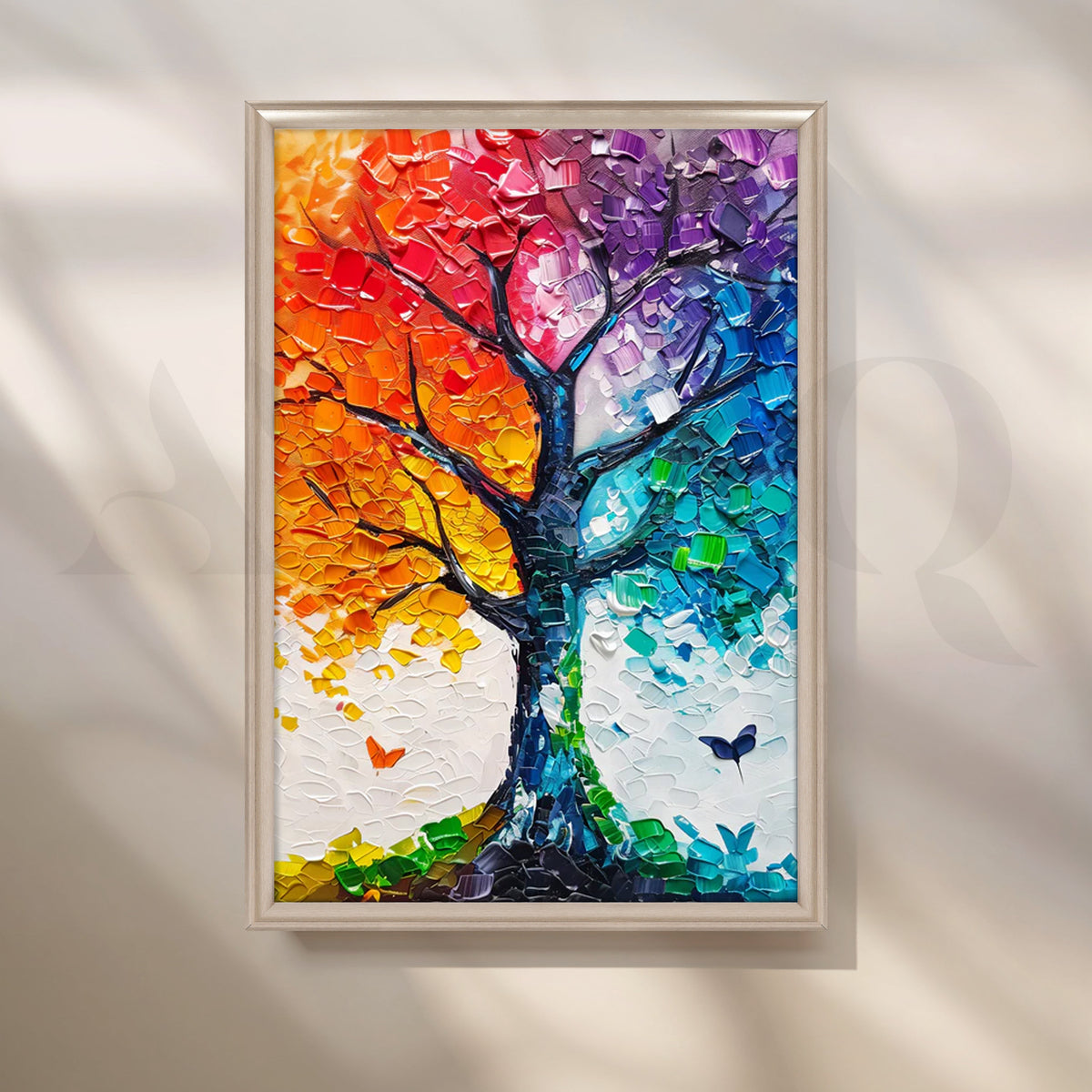 Spectrum Mosaic Tree Canvas Painting for Living Room – Asha Art Studio – Image 4