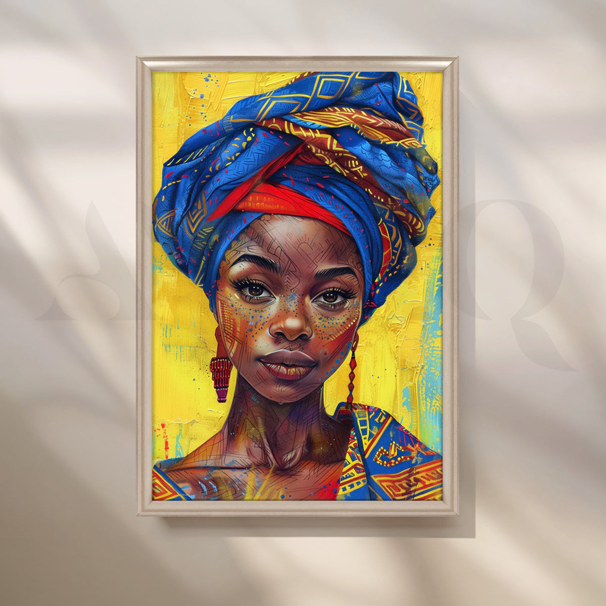 Azure Saffron Queen Canvas Painting for Home Office – Asha Art Studio – Image 4