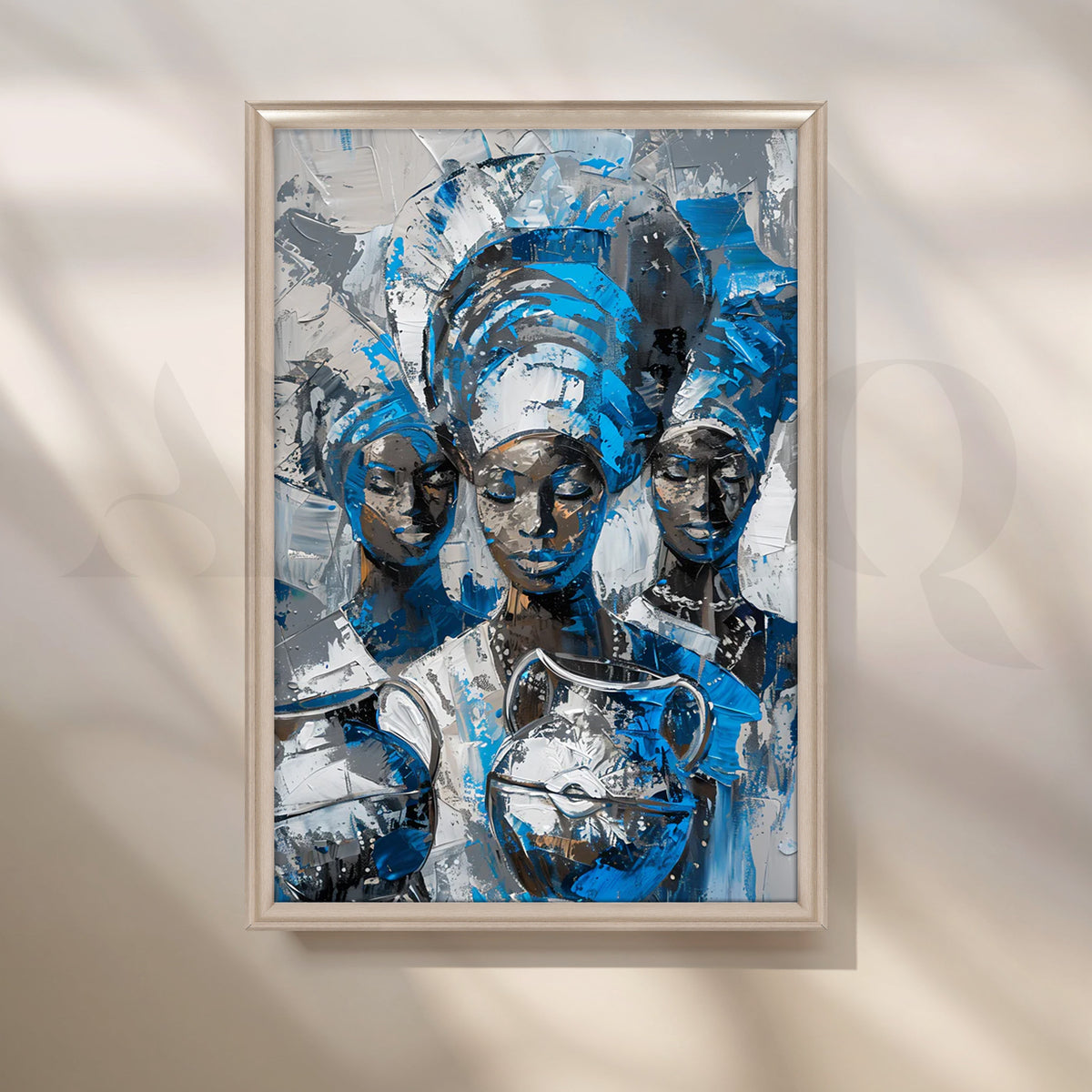Blue Matriarchs Canvas Painting for Dining Room – Asha Art Studio – Image 4