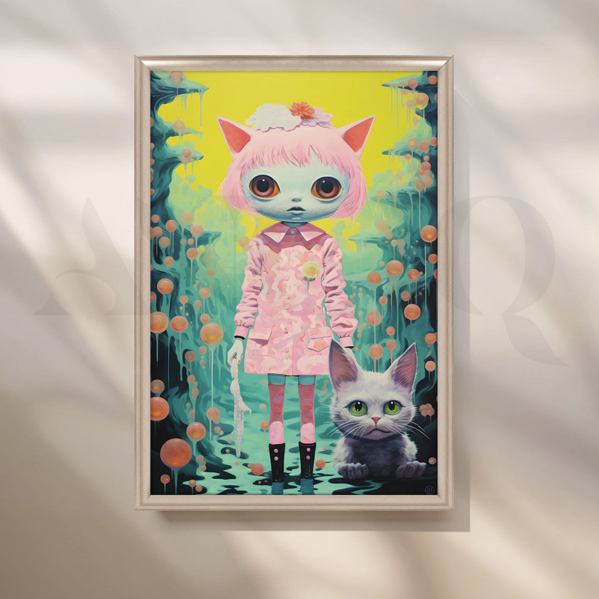 Neon Neko Dream Canvas Painting for Bedroom/Creative Studio – Asha Art Studio – Image 4
