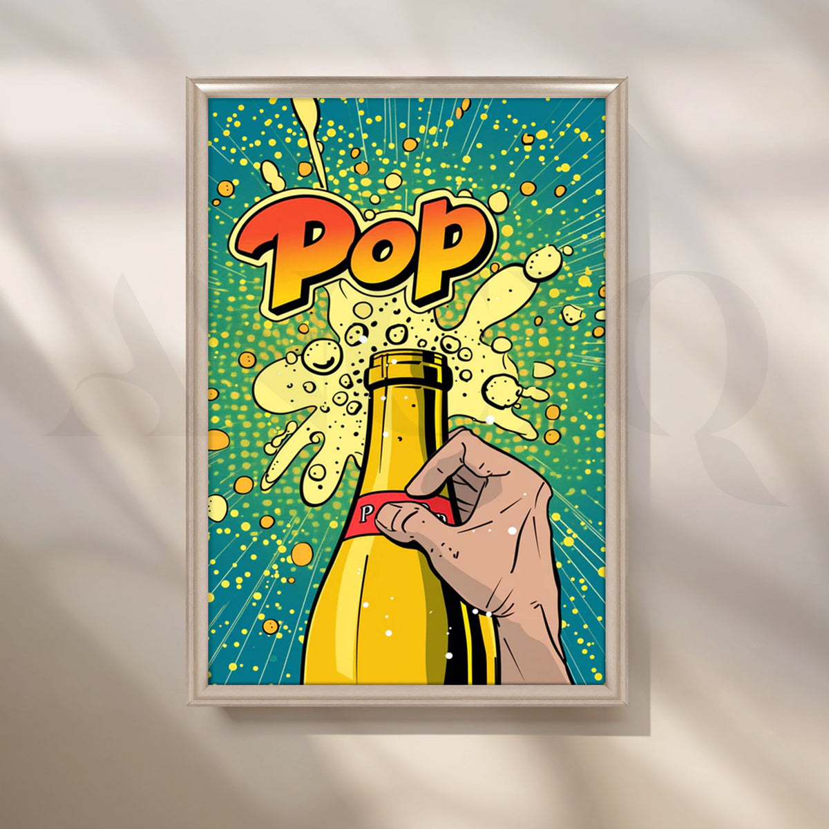 Champagne Pop Art Wall Poster – Asha Art Studio – Image 4