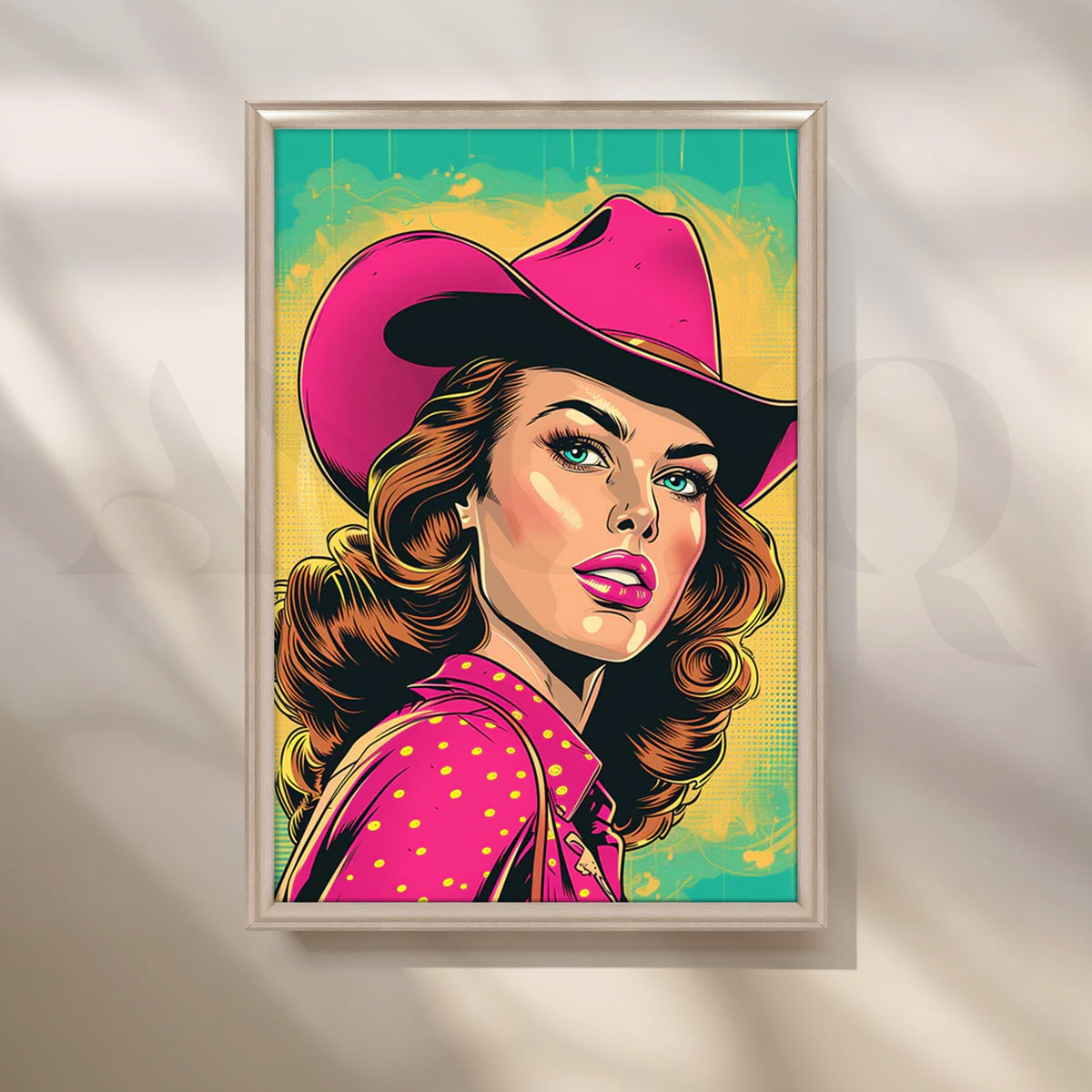 Hot Pink Cowgirl Pop Canvas Painting for Living Room – Asha Art Studio – Image 4