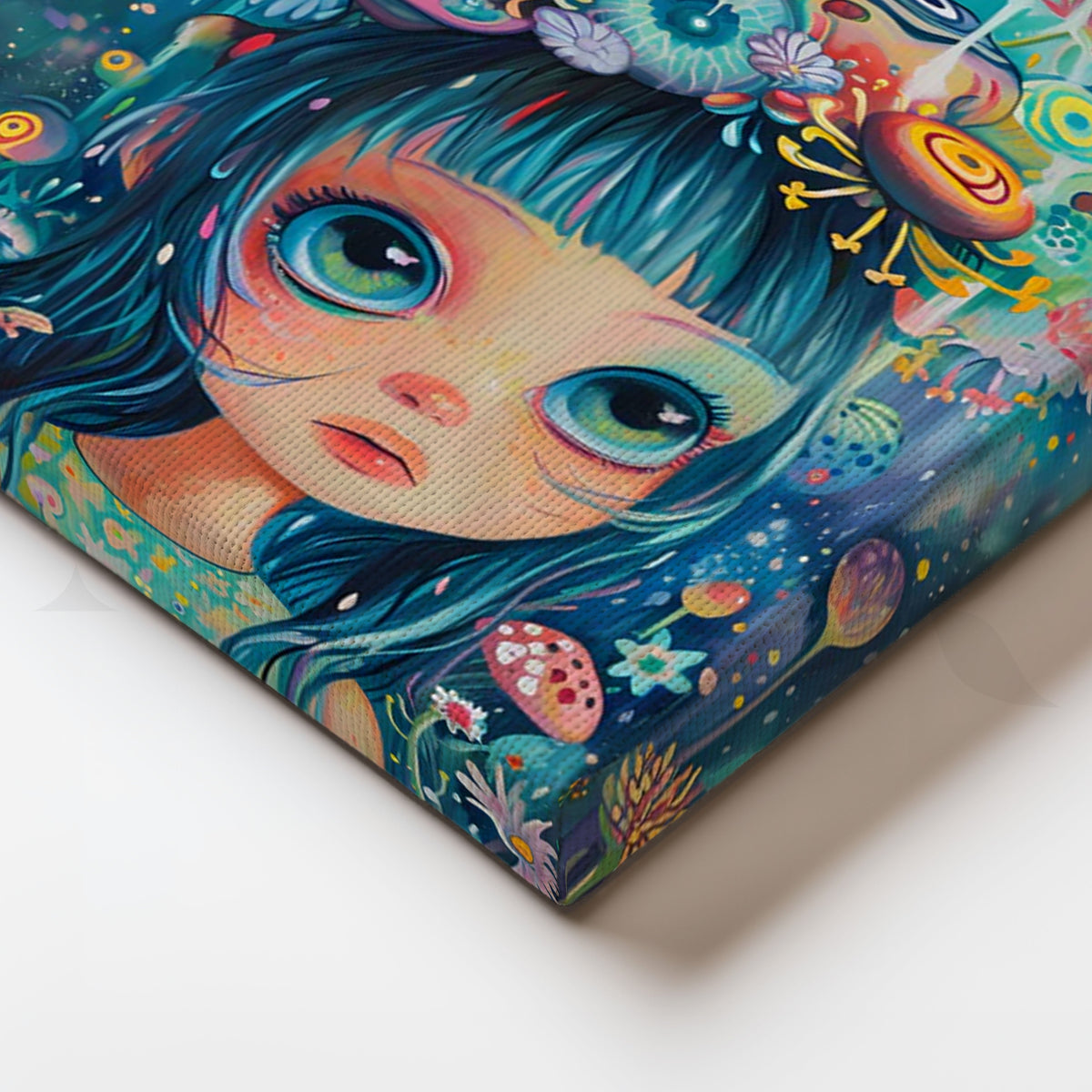 Cosmic Bloom Girl Canvas Pop Artwork – Asha Art Studio – Image 2