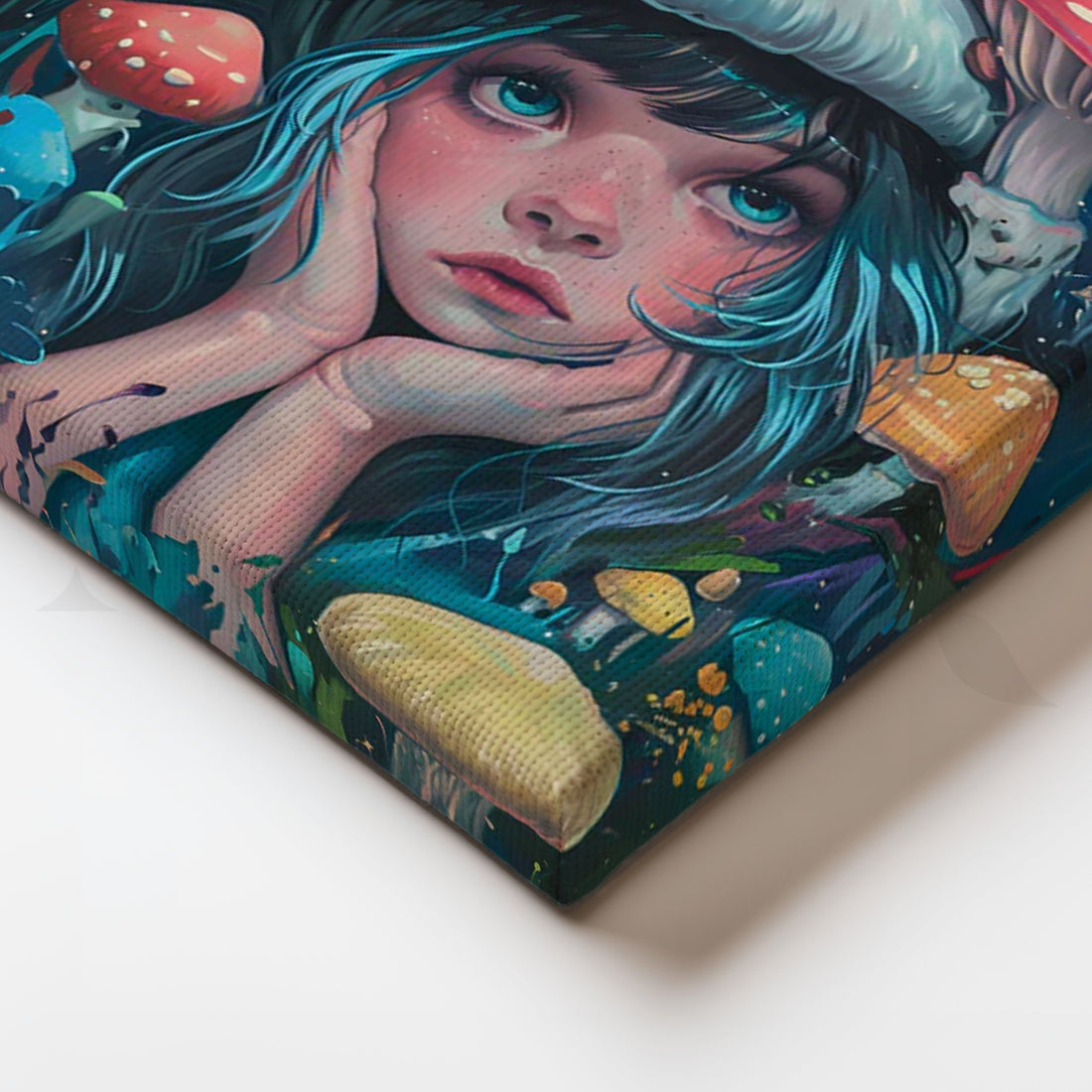 Moonlit Mushroom Muse Canvas Painting for Bedroom/Creative Studio – Asha Art Studio