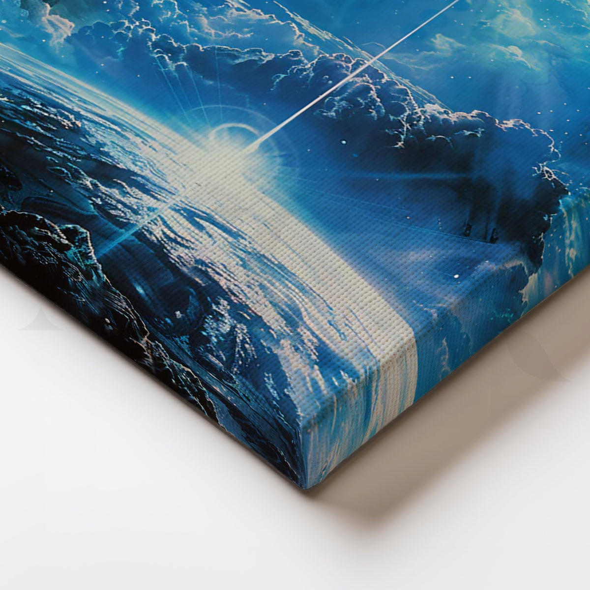 Celestial Convergence — Cosmic Lightbeam Over Earth Wall Art – Asha Art Studio – Image 2