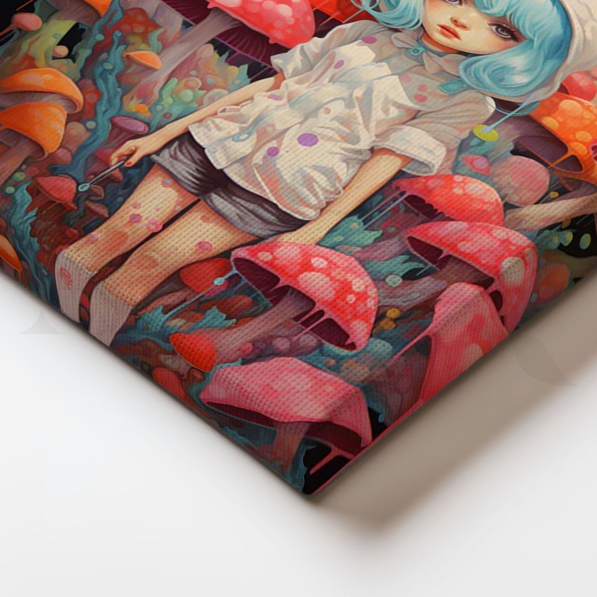 Mushroom Wonderland Girl Canvas Painting for Bedroom/Creative Studio – Asha Art Studio – Image 2