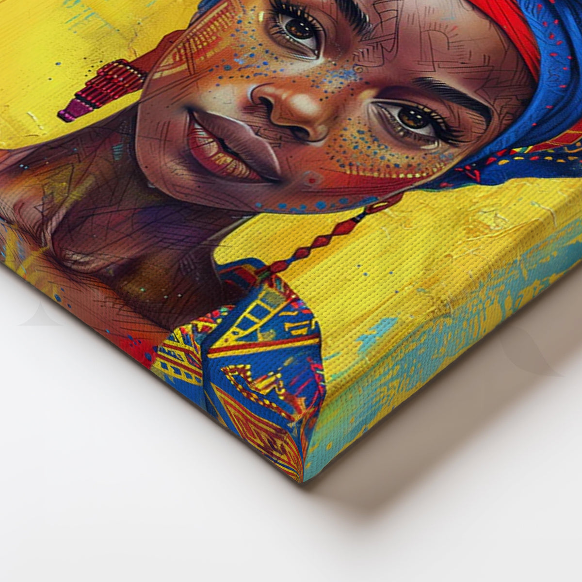 Azure Saffron Queen Canvas Painting for Home Office – Asha Art Studio – Image 2