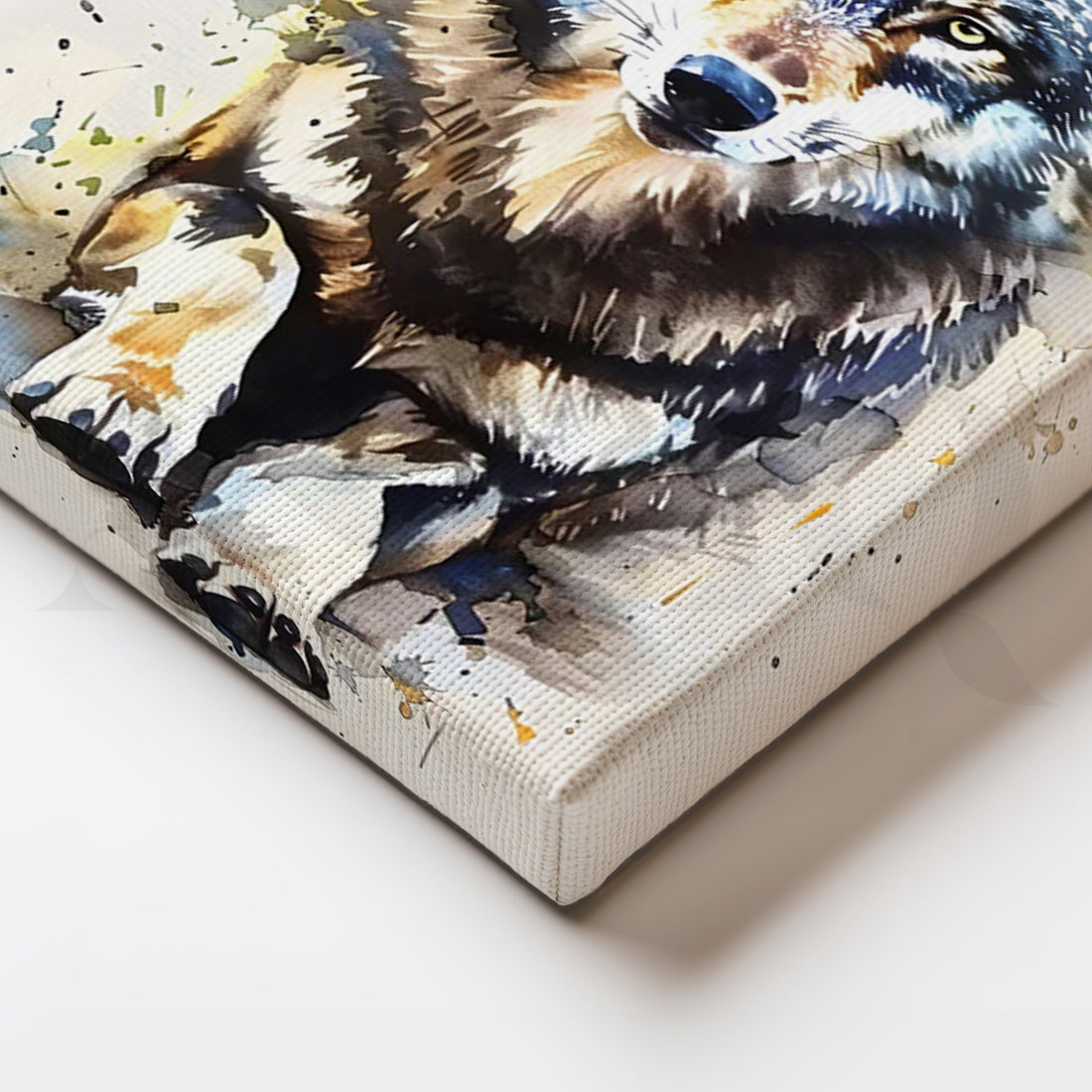 Lone Wolf Watercolor Canvas Painting for Office – Asha Art Studio
