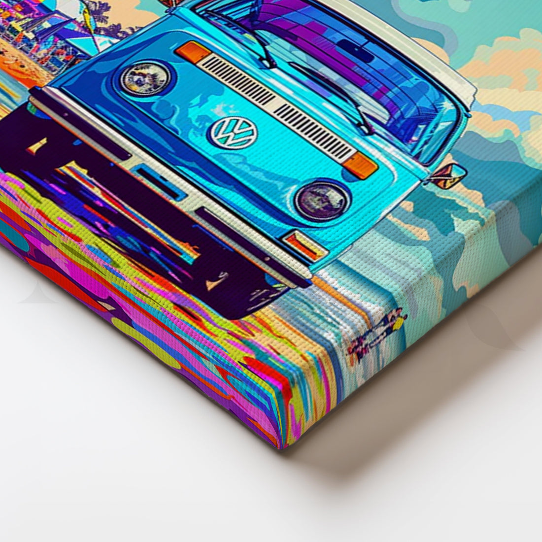Surf Van Pop Vibes Canvas Painting for Living Room – Asha Art Studio