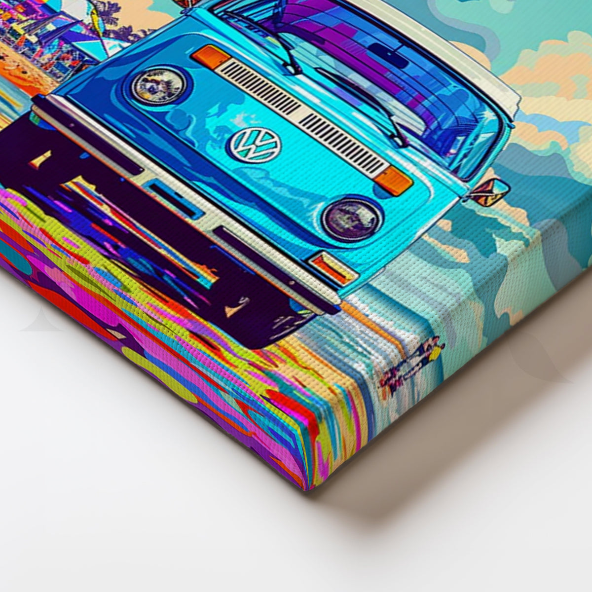 Surf Van Pop Vibes Canvas Painting for Living Room – Asha Art Studio – Image 2
