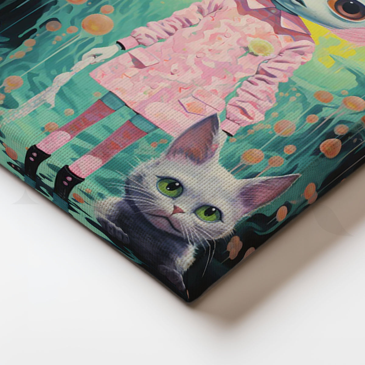 Neon Neko Dream Canvas Painting for Bedroom/Creative Studio – Asha Art Studio – Image 2