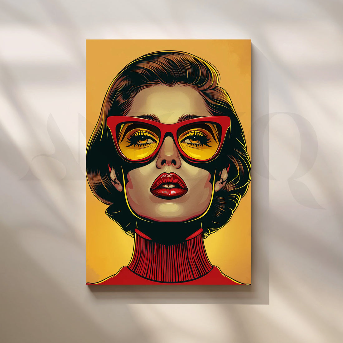 Retro Glasses Pop Portrait Canvas Painting for Living Room – Asha Art Studio
