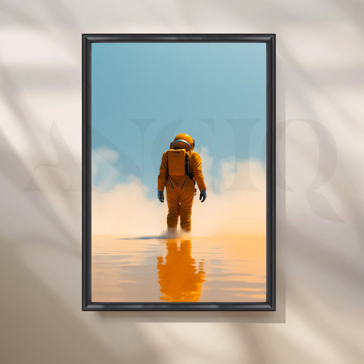 Solitude on Titan — Minimal Surreal Astronaut Wall Art – Asha Art Studio – Image 3